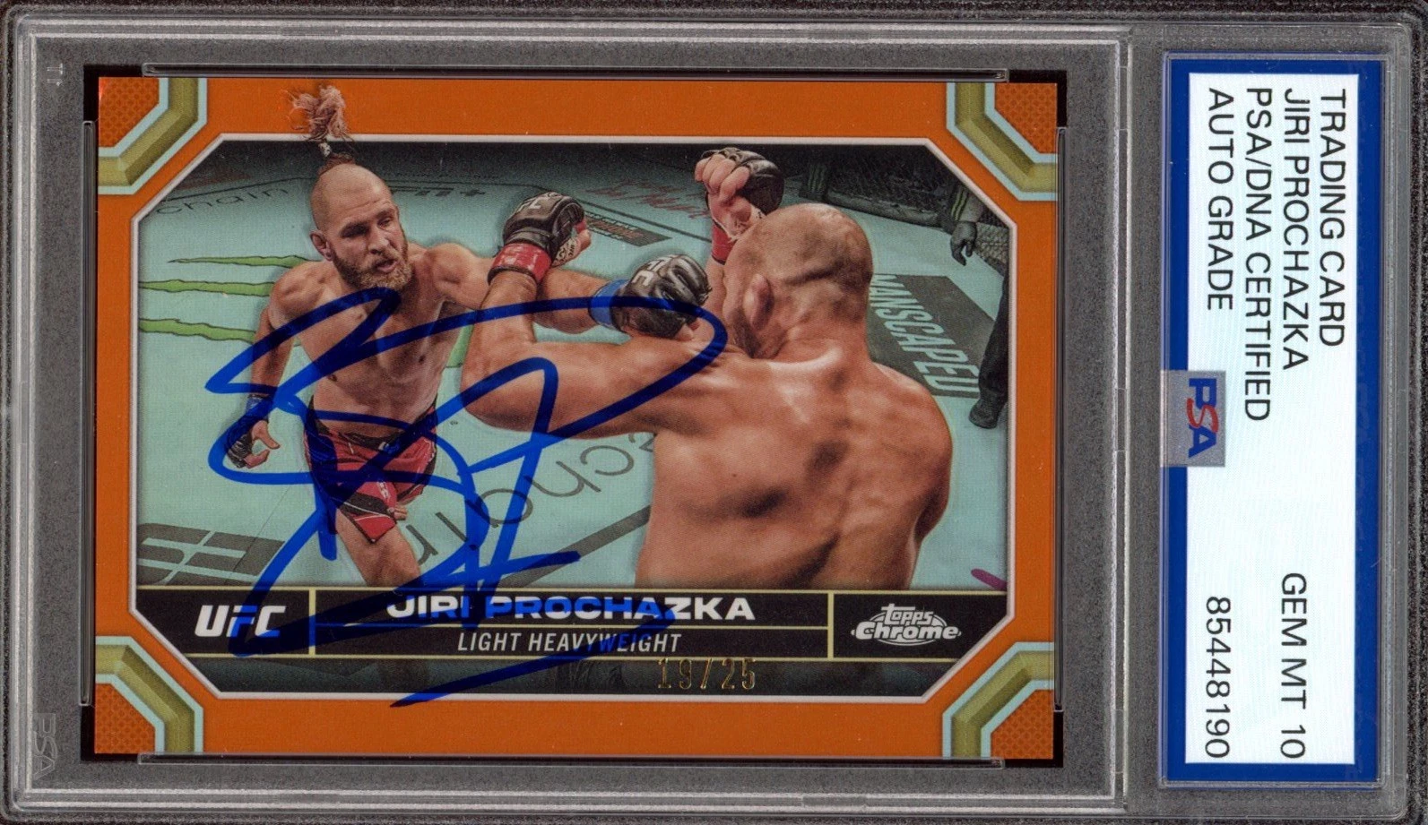 2024 Topps Chrome UFC #95 Jiri Prochazka Signed Orange /25 PSA GEM MINT 10 AUTO