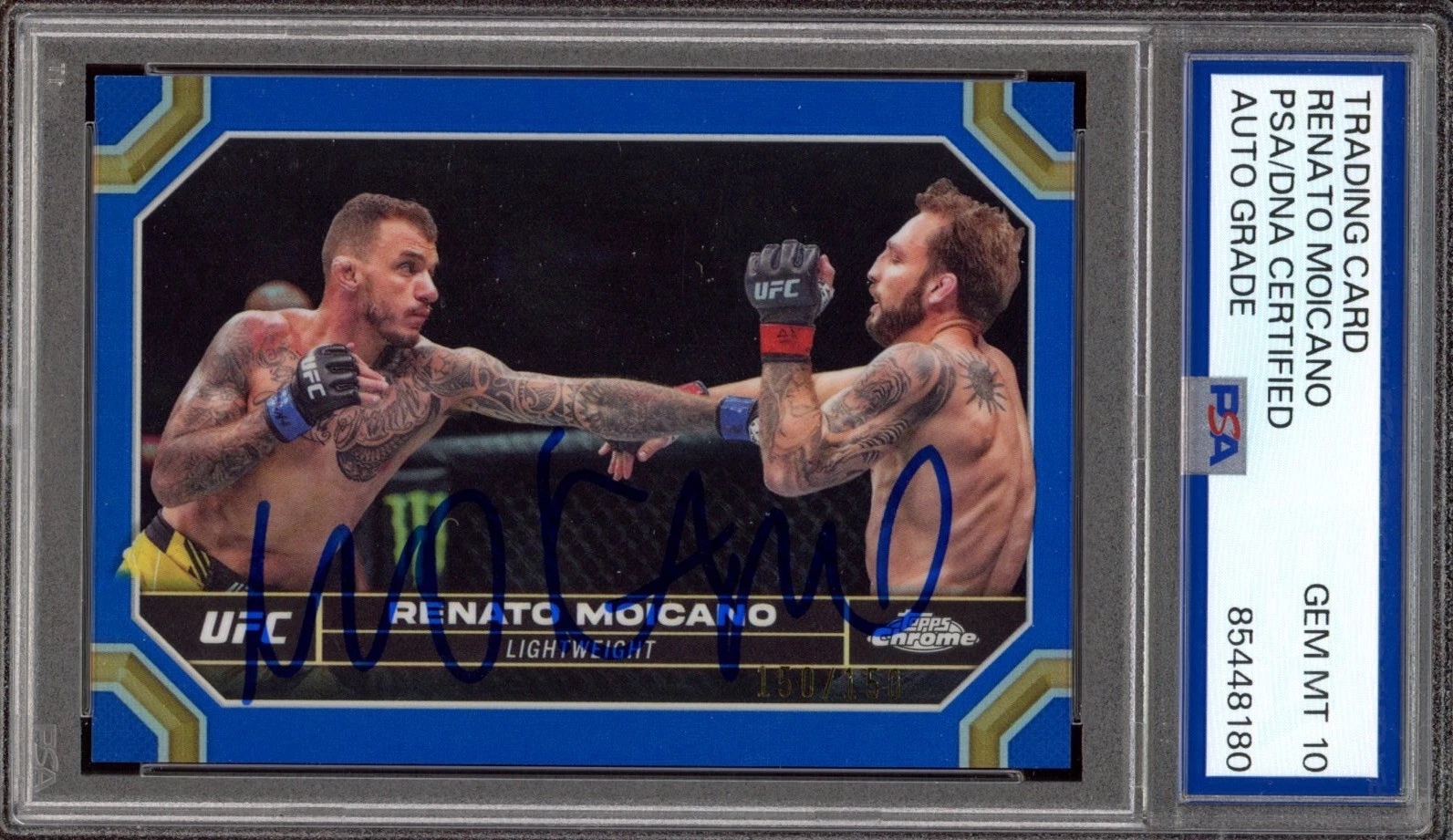 2024 Topps Chrome UFC #162 Renato Moicano Signed Blue /150 PSA GEM MINT 10 AUTO
