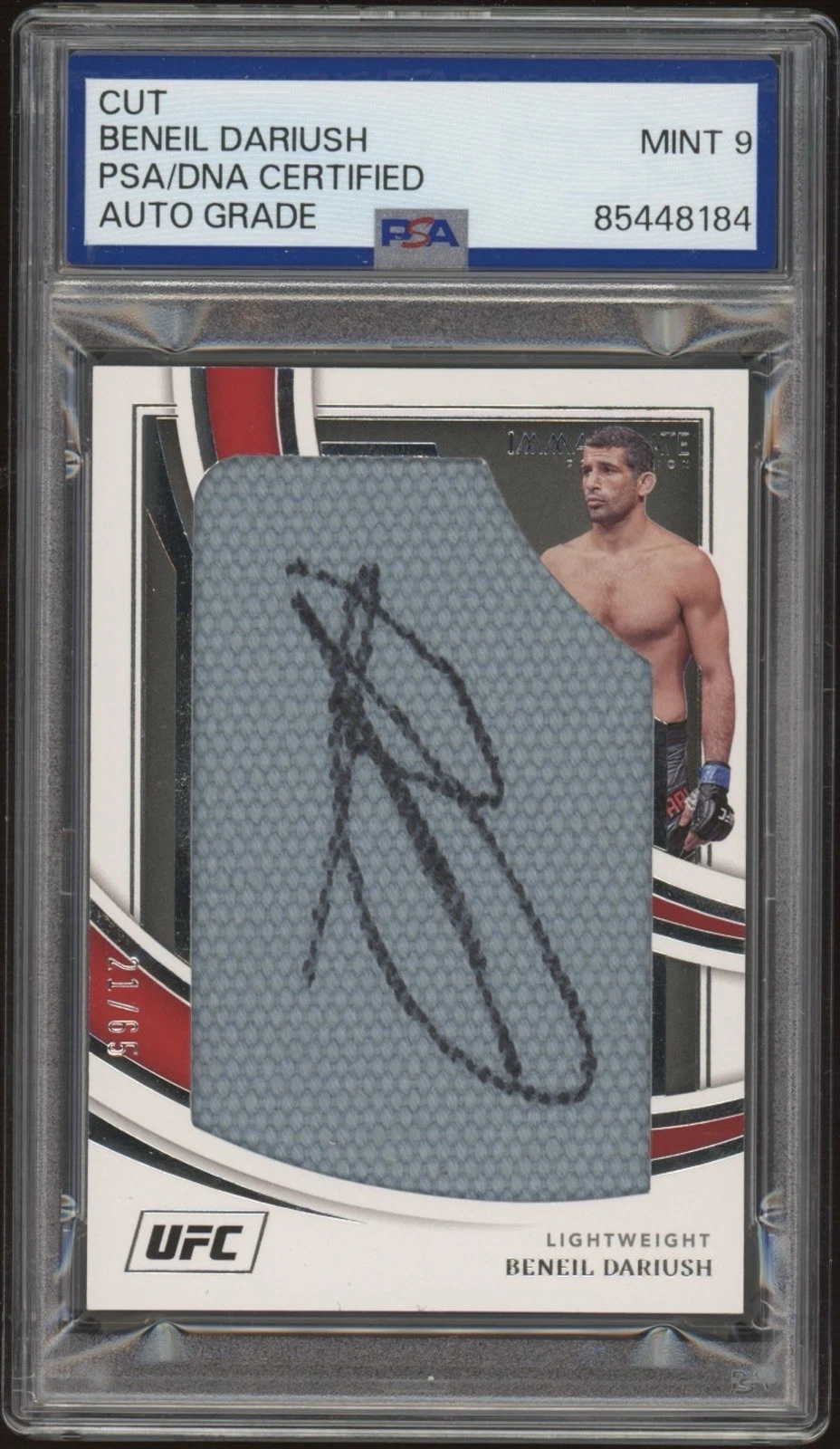 2022 Panini Immaculate UFC Beneil Dariush Octagon Canvas Mem /65 PSA MINT 9 AUTO