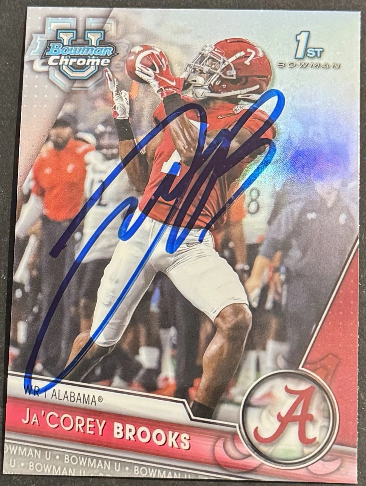 Ja’Corey Brooks Signed Alabama 2023 Bowman Chrome U Rookie Card BAS Beckett