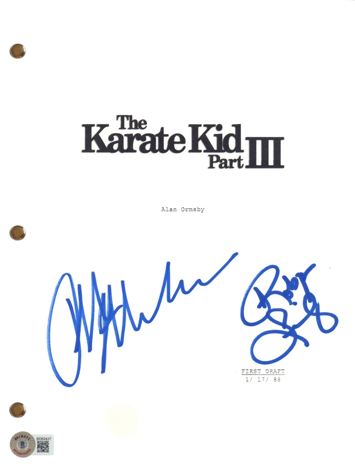 Ralph Macchio & Robyn Lively Signed The Karate Kid Part III Movie Script Beckett