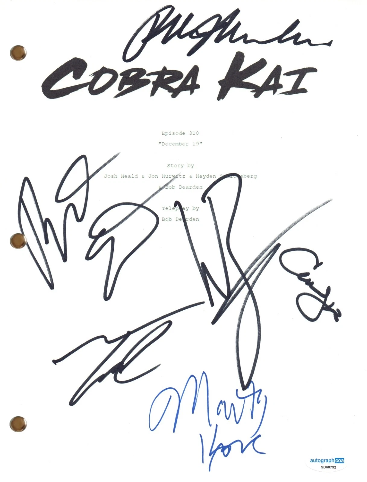 Cobra Kai Cast Signed Autograph Full Script Ralph Macchio William Zabka x6 ACOA
