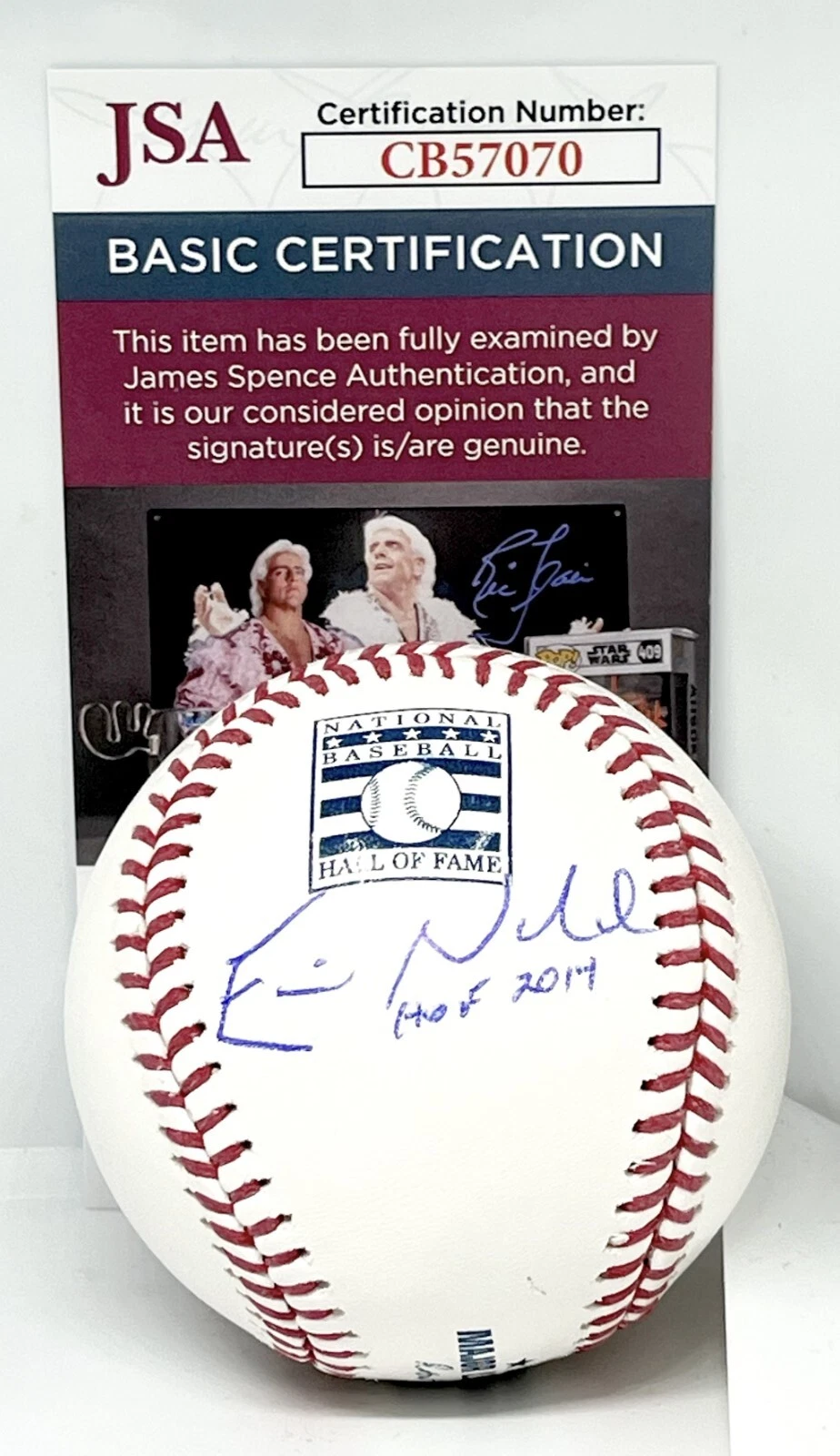 Eric Nadel Texas Rangers signed HOF Logo Baseball Ball W/ HOF Inscription JSA