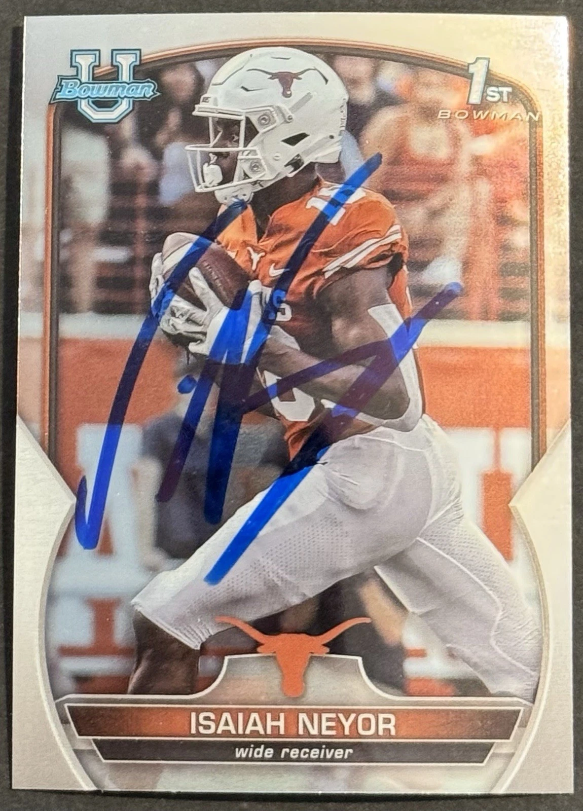 Isaiah Neyor Signed Texas Longhorns 2022 Bowman Chrome U Rookie Card BAS Beckett
