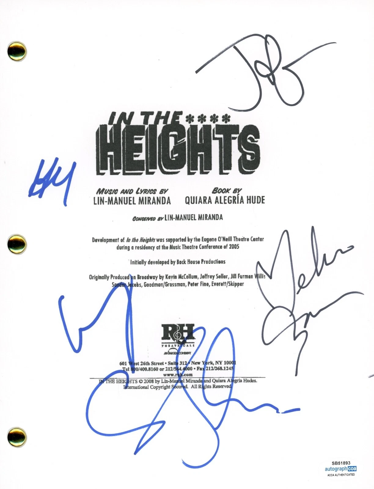 IN THE HEIGHTS Cast Signed Full Movie Script Melissa Barrera Jon M. Chu x5 ACOA