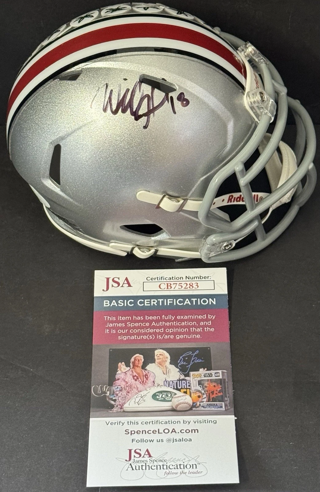 WILL HOWARD SIGNED AUTOGRAPHED OHIO STATE BUCKEYES MINI HELMET JSA COA CHAMPS COLLECTIBLE MEMORABILIA