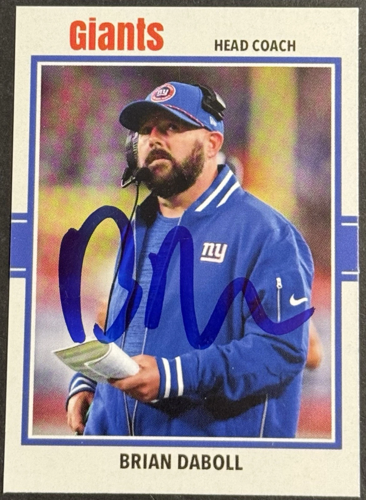 Brian Daboll Signed Autographed Custom New York Giants Card BAS Beckett