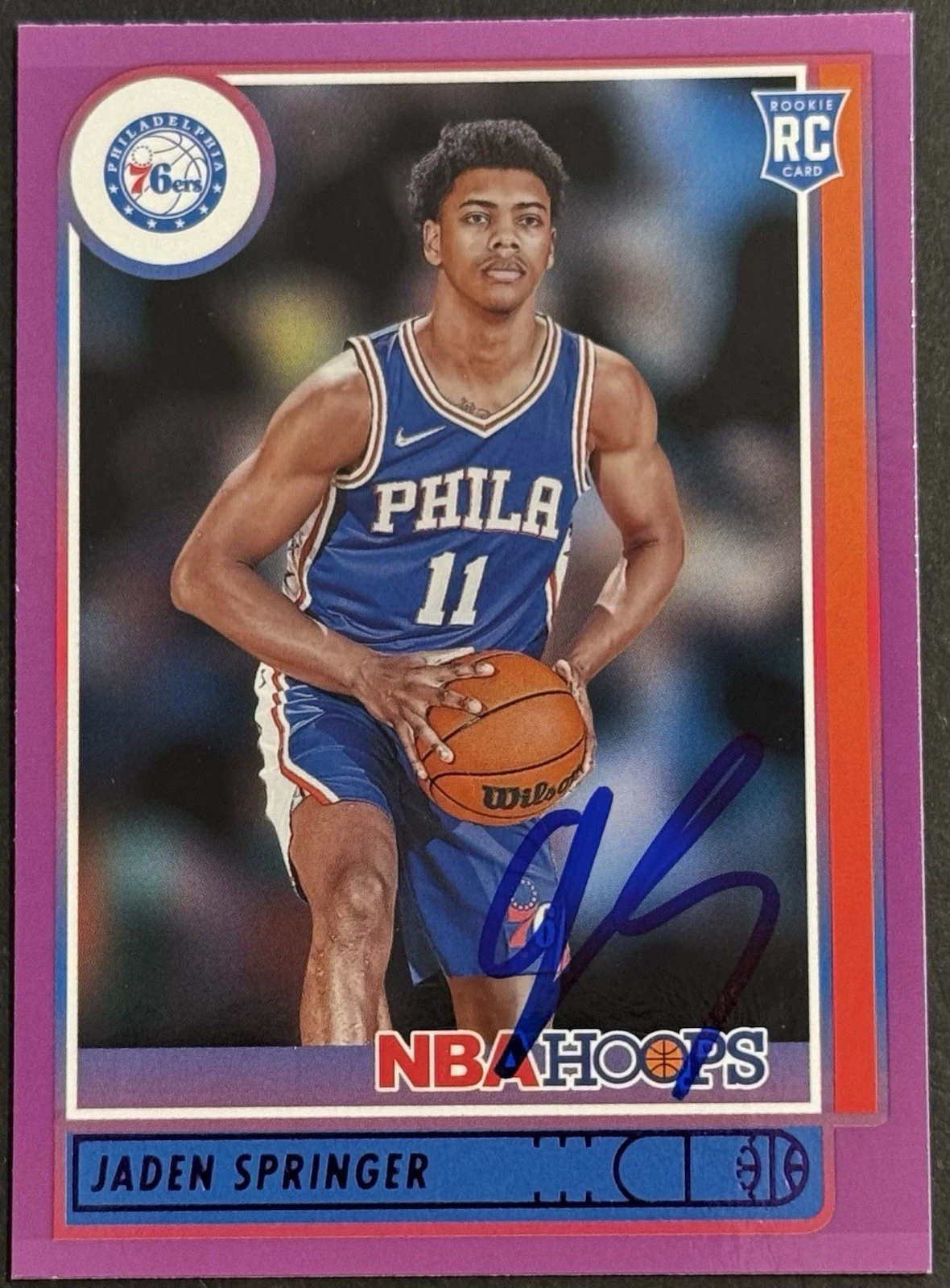 Jaden Springer Signed 2021-22 NBA Hoops Purple Rookie Card BAS Beckett Celtics