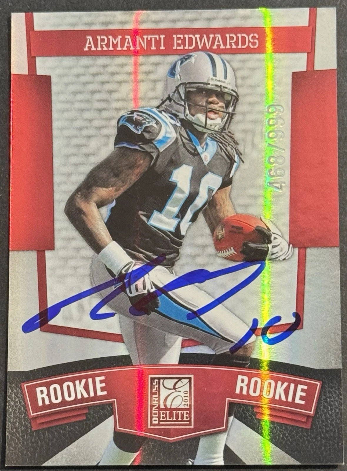 ARMANTI EDWARDS SIGNED 2010 DONRUSS ELITE ROOKIE CARD BAS BECKETT APP STATE COLLECTIBLE MEMORABILIA