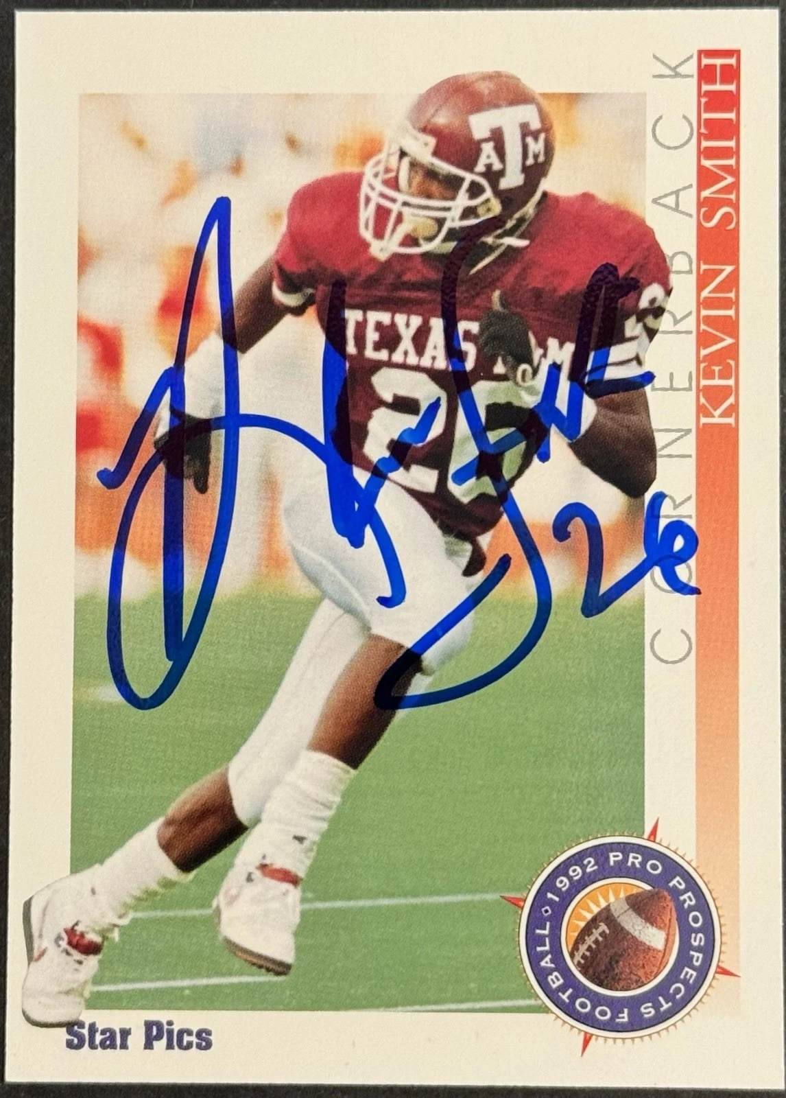Kevin Smith Signed 1992 Star Pics Rookie Card Texas A&M BAS Beckett COA