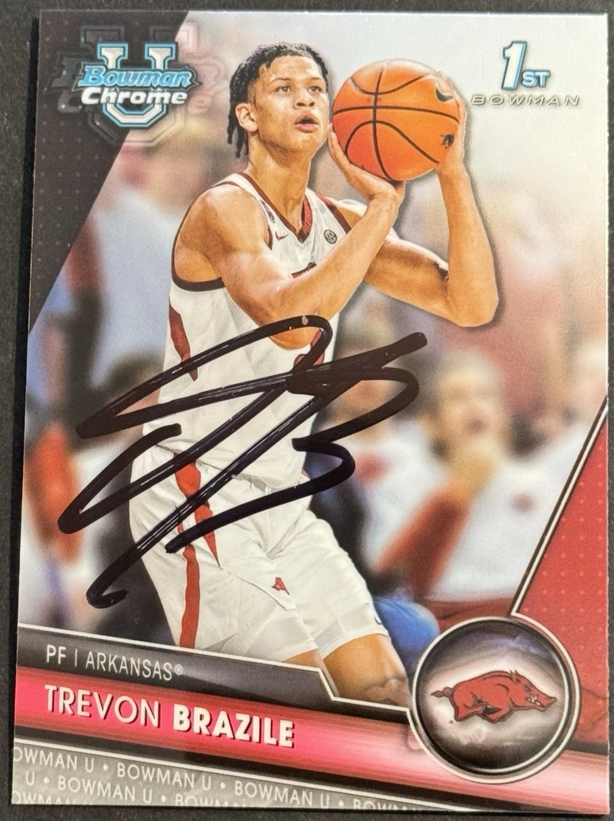 Trevon Brazile Signed 2024 Bowman Chrome U Rookie Card BAS Beckett Arkansas