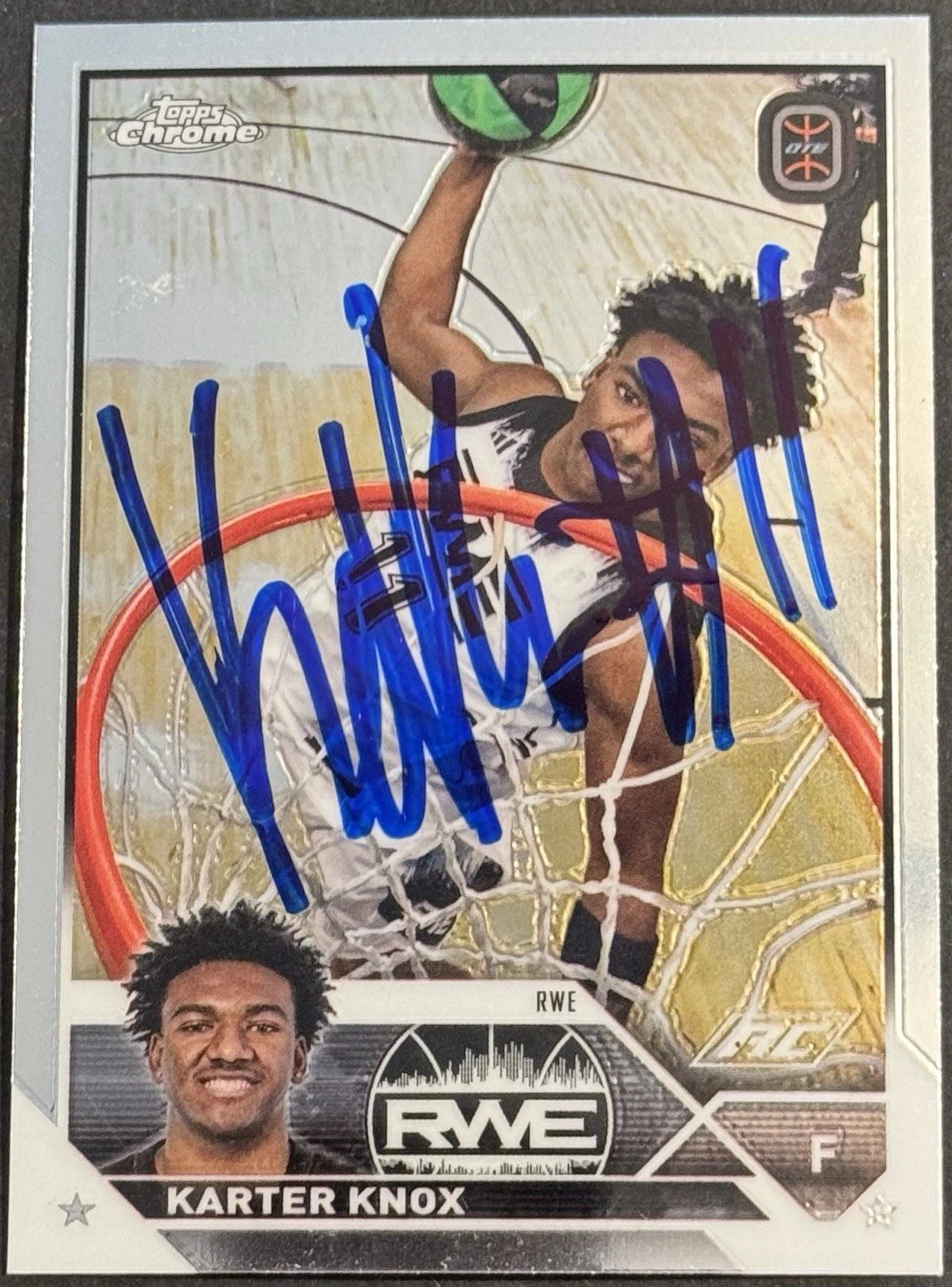 Karter Knox Signed 2024 Topps Chrome Rookie Card Arkansas BAS Beckett COA