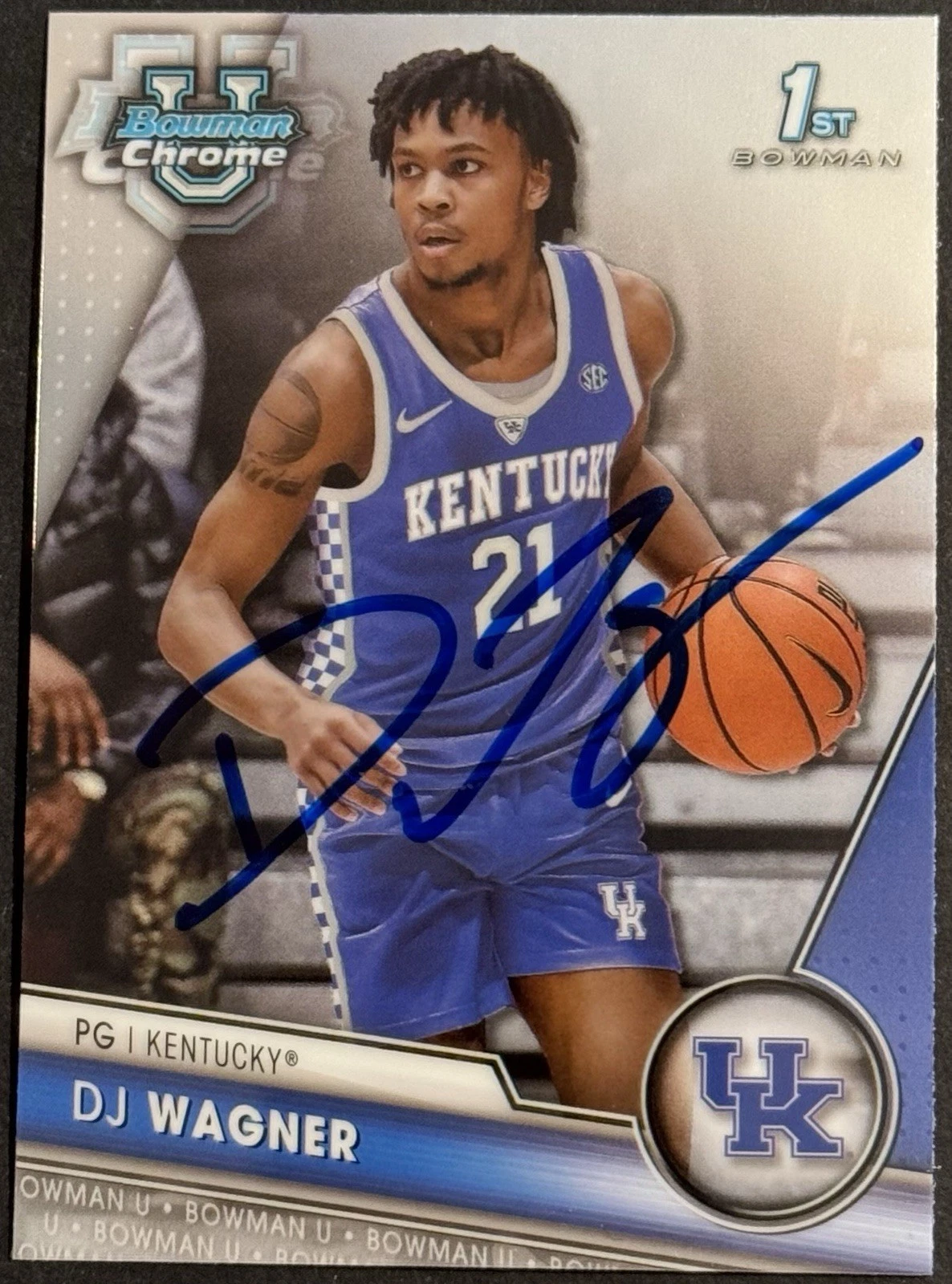 DJ Wagner Signed 2024 Bowman Chrome U Rookie Card BAS Beckett COA