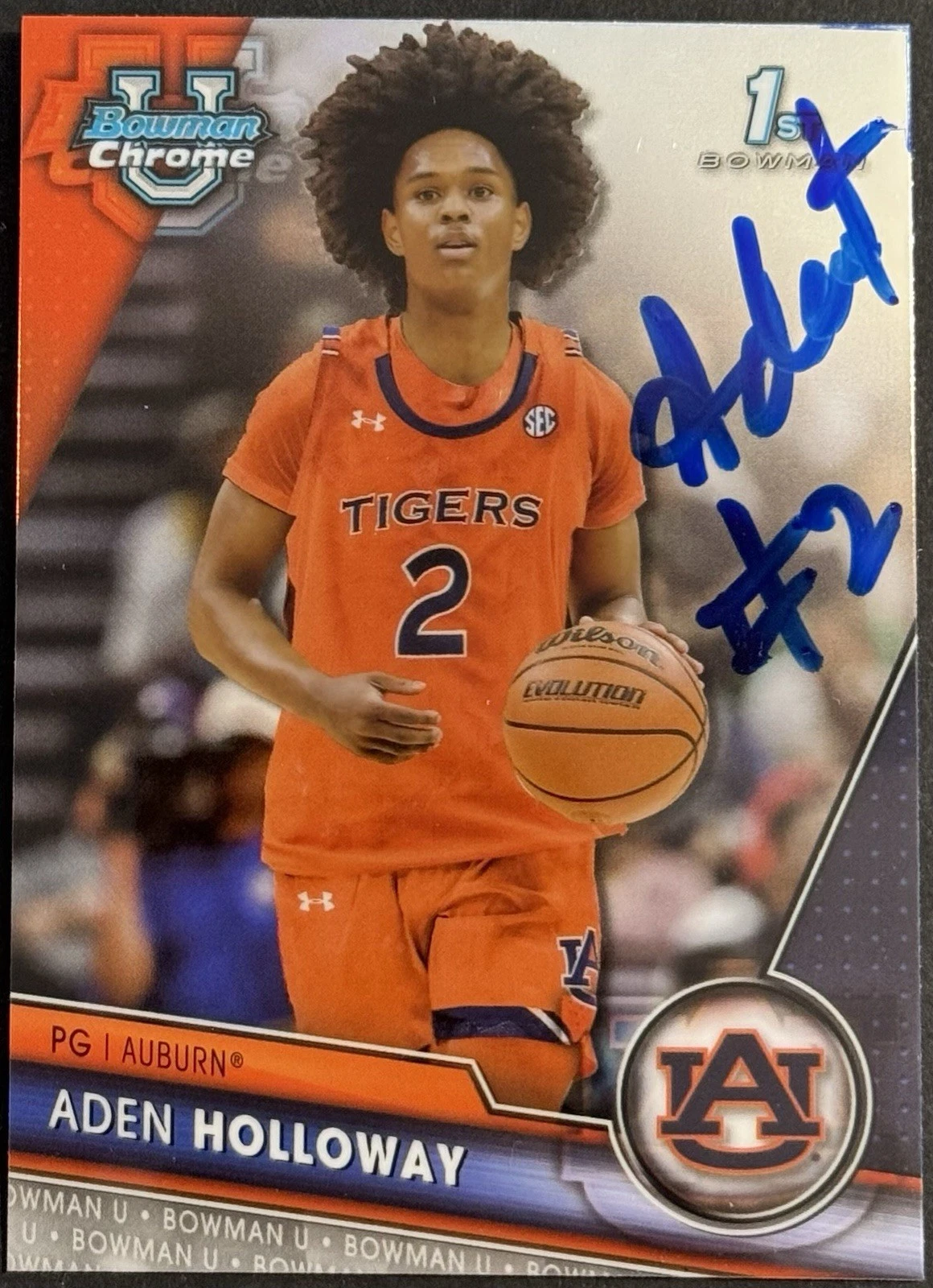 Aden Holloway Signed 2024 Bowman Chrome U Rookie Card BAS Beckett COA