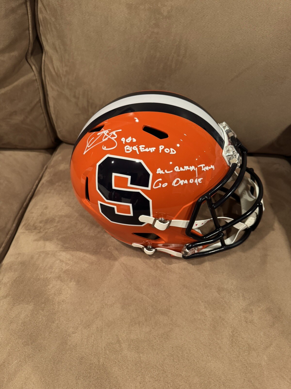 Donovan McNabb SIGNED Syracuse F/S Stat HELMET BAS 3 Inscriptions