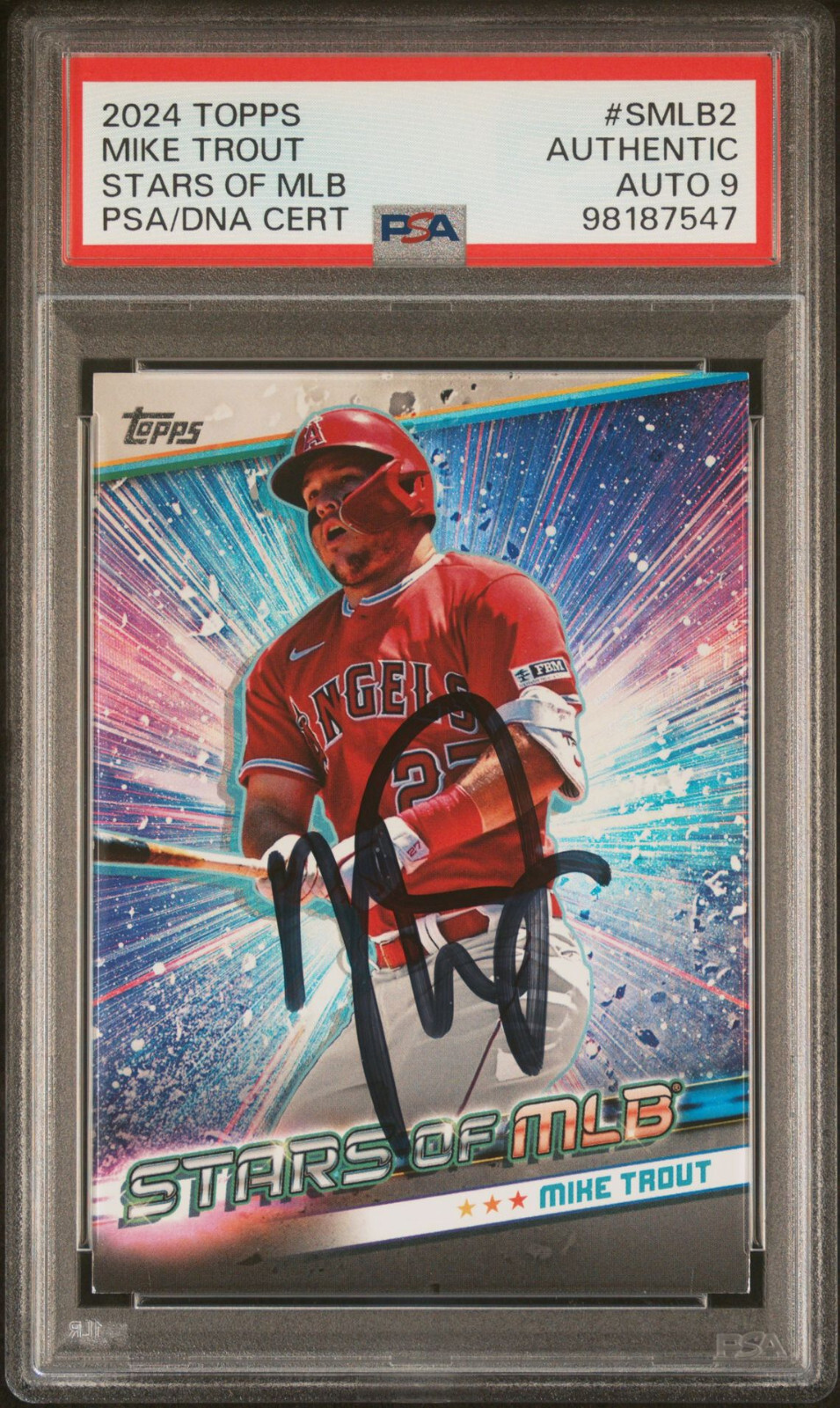 2024 Mike Trout Signed Topps Stars of MLB #SMLB2 Los Angeles Angels PSA 9 Auto