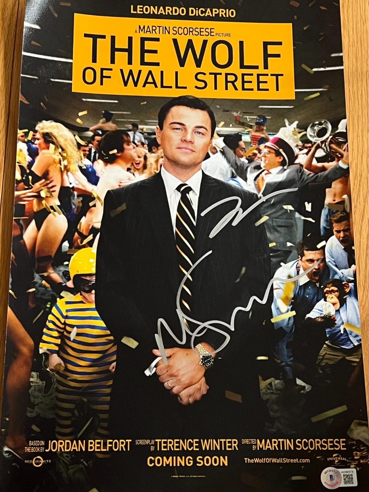 LEONARDO DICAPRIO SCORSESE SIGNED AUTOGRAPH 12x18 WOLF OF WALL STREET BECKETT D