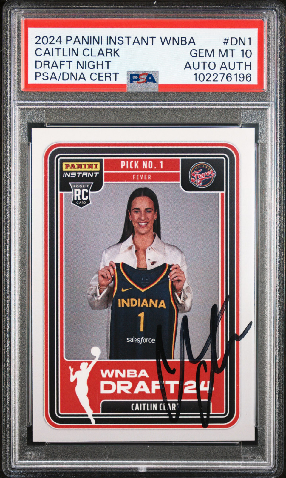 Caitlin Clark Signed Auto 2024 Panini Instant WNBA Draft Night DN1 PSA Gem Mt 10