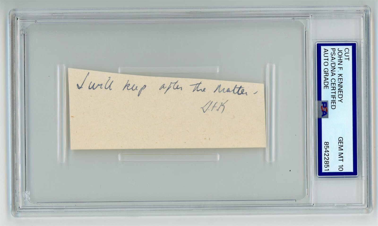 PSA/DNA John F. Kennedy Autographed Cut 1946 JFK Historic Handwritting PSA 10