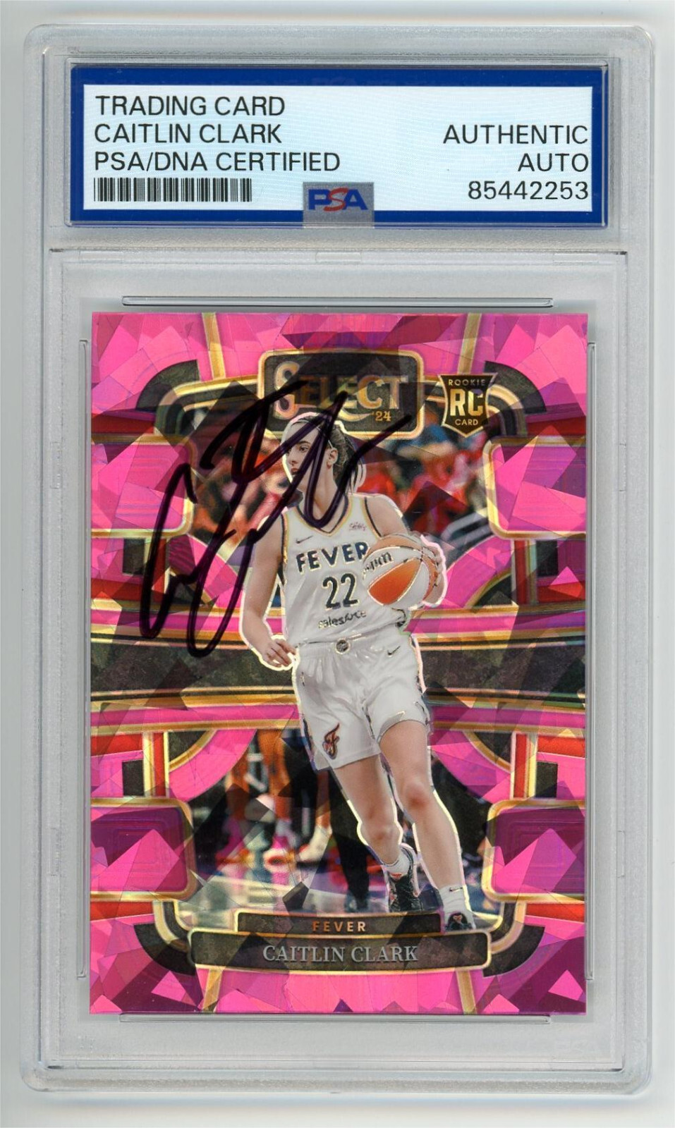 Caitlin Clark Signed 2024 WNBA Select Pink Ice Prizm Rookie Card SSP Rare RC #72