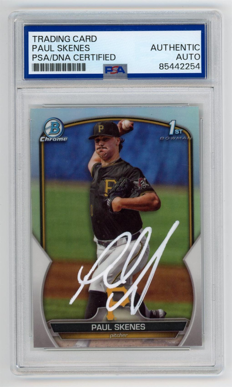 Paul Skenes Autographed Signed 2023 Bowman Draft 1st Chrome Auto Refractor PSA