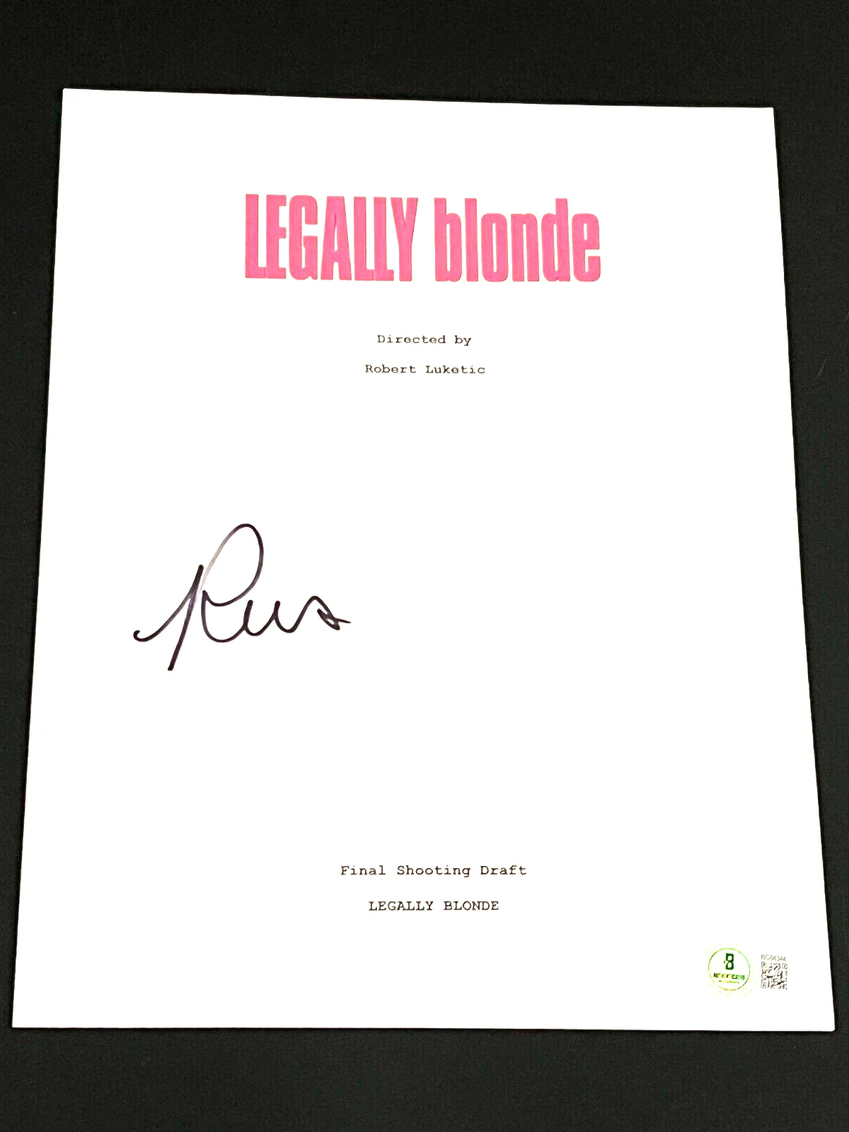 REESE WITHERSPOON SIGNED AUTOGRAPH SCRIPT MOVIE LEGALLY BLONDE BECKETT BAS COA D