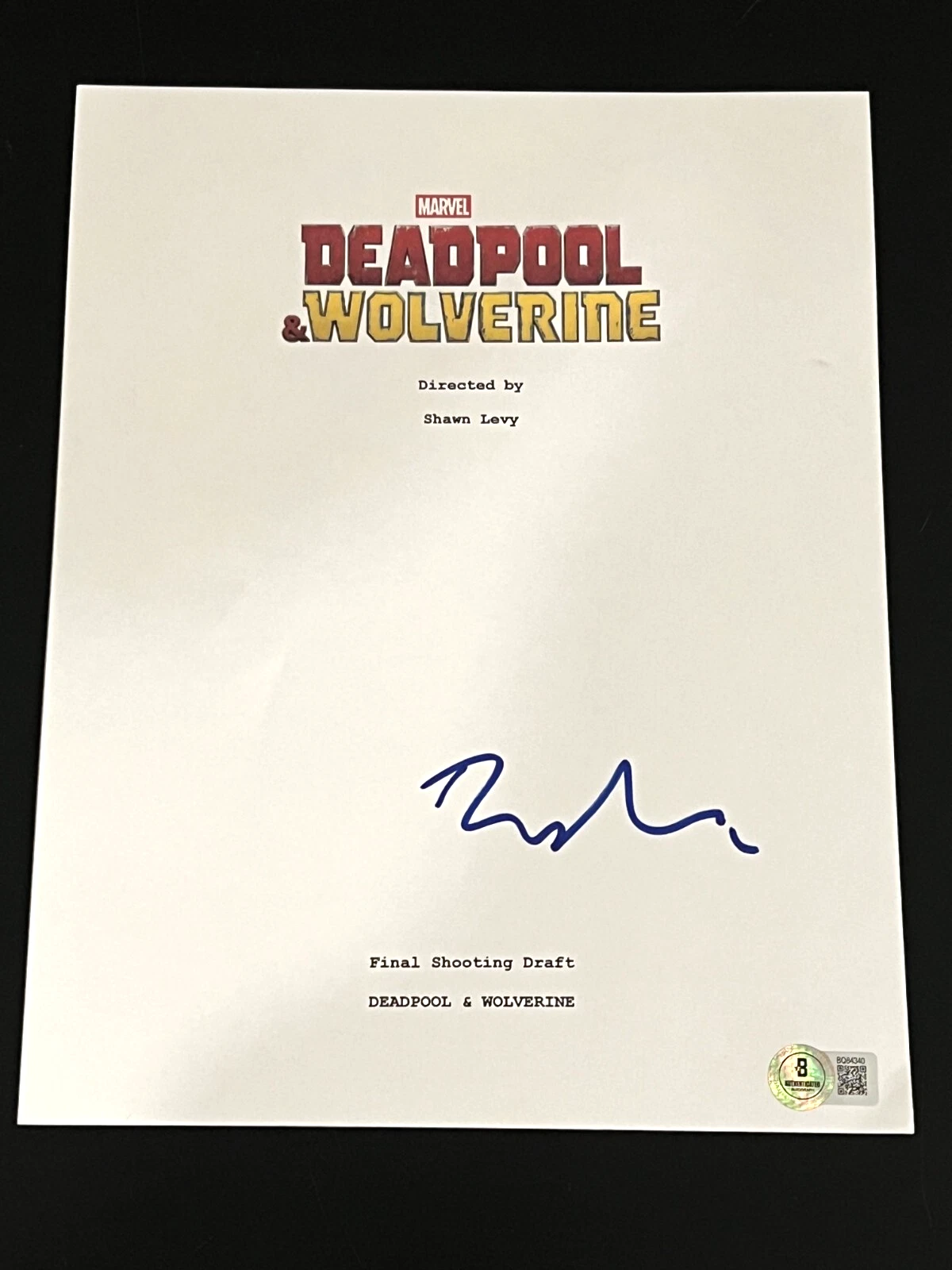 RYAN REYNOLDS SIGNED AUTOGRAPH DEADPOOL WOLVERINE MOVIE SCRIPT BECKETT BAS D