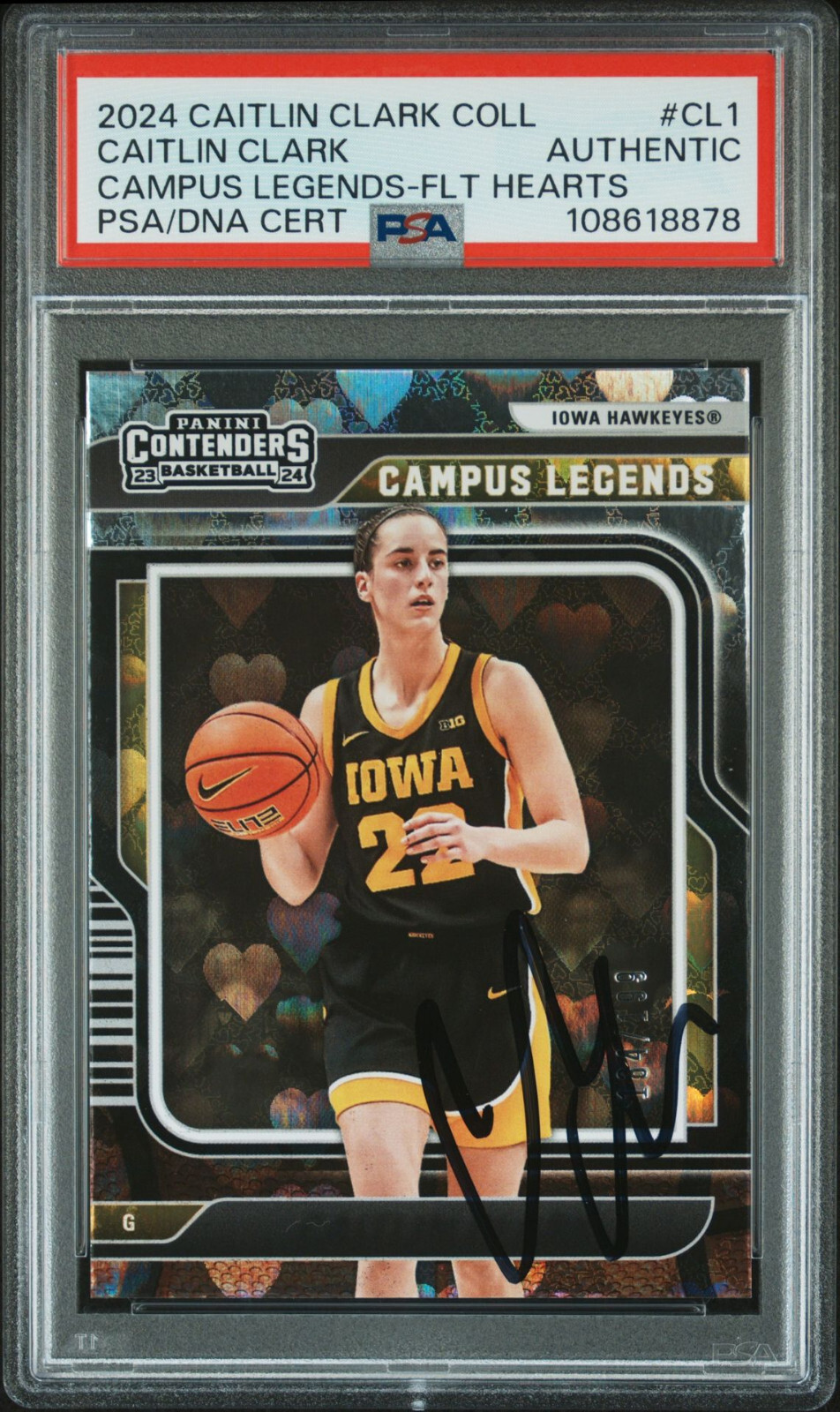 Caitlin Clark Signed 2024 Panini College Campus Legends Rookie #CL1 /299 RC PSA