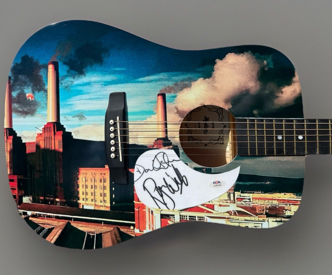 Roger Waters & David Gilmour Signed Pink Floyd Animals Acoustic Guitar PSA LOA