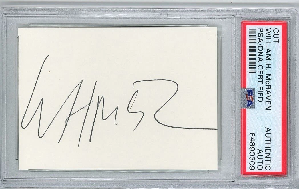 WILLIAM MCRAVEN SIGNED CUT SIGNATURE PSA DNA ENCAPSULATED BIN LADEN RAID