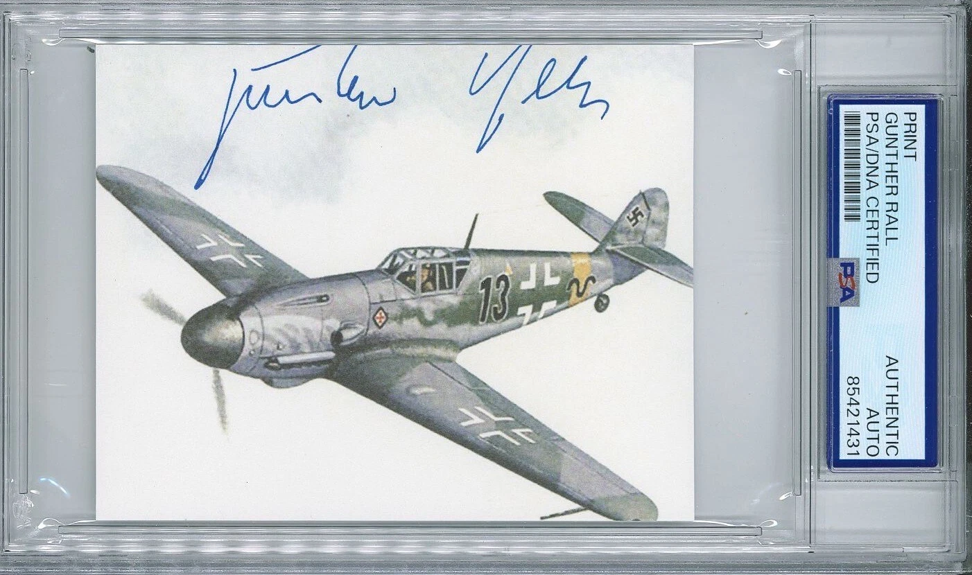 GUNTHER RALL SIGNED PRINT PSA DNA (D) WWII GERMAN ACE