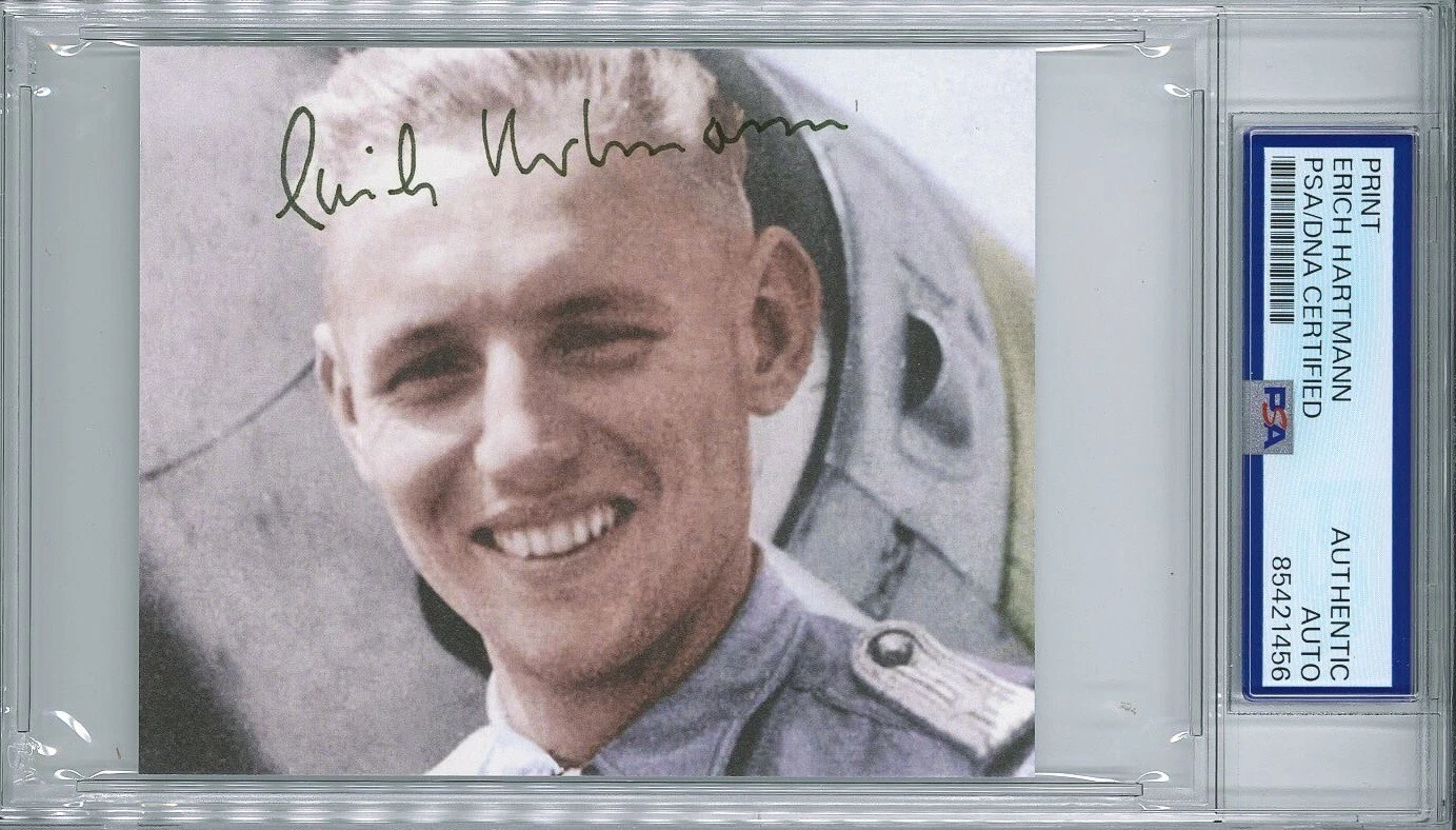 ERICH HARTMANN SIGNED PRINT PSA DNA (D) WWII ACE 352V