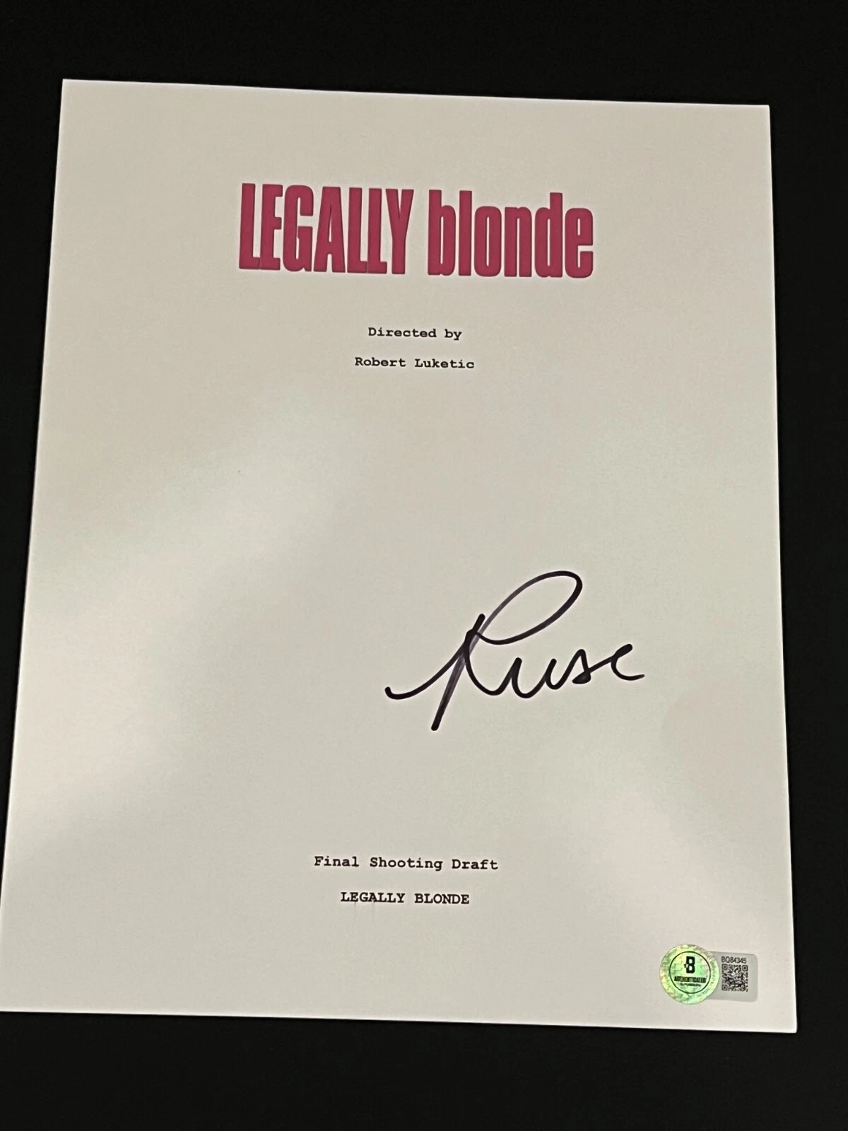 REESE WITHERSPOON SIGNED AUTOGRAPH SCRIPT MOVIE LEGALLY BLONDE BECKETT BAS COA E