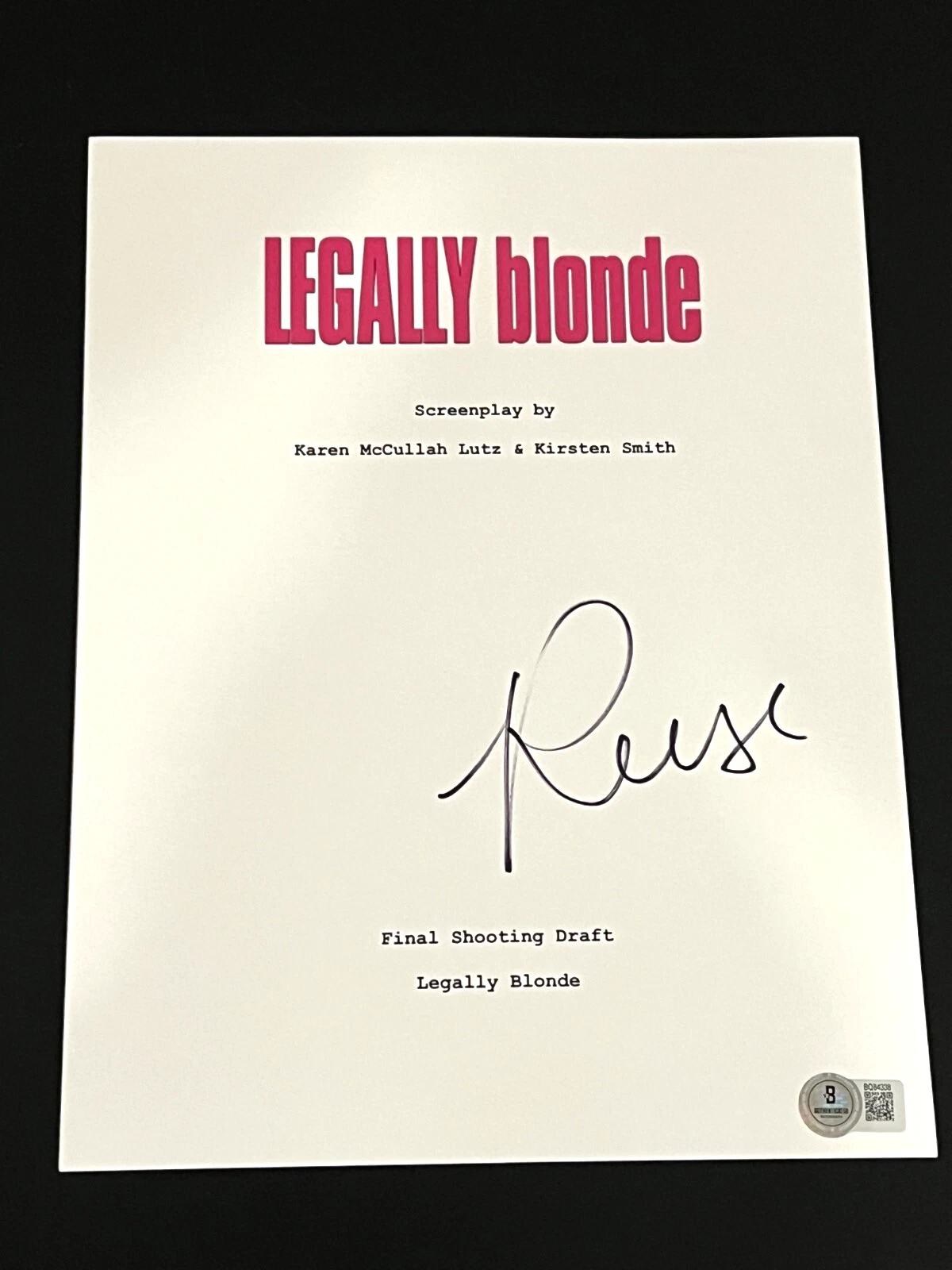REESE WITHERSPOON SIGNED AUTOGRAPH SCRIPT MOVIE LEGALLY BLONDE BECKETT BAS COA F