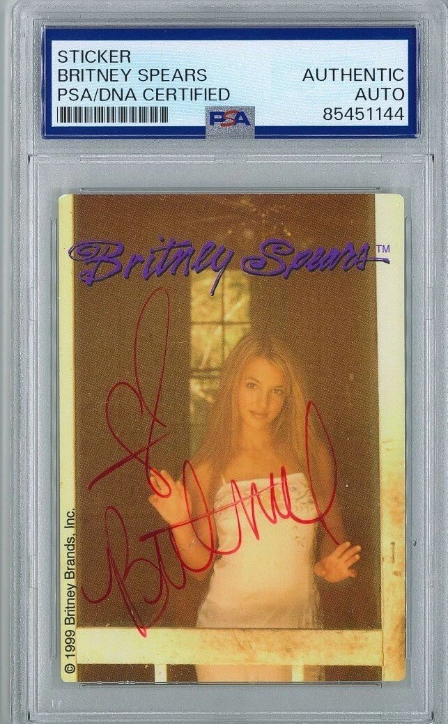 BRITNEY SPEARS SIGNED 1999 STICKER #12 OF 12 PSA DNA BRITNEY BRANDS