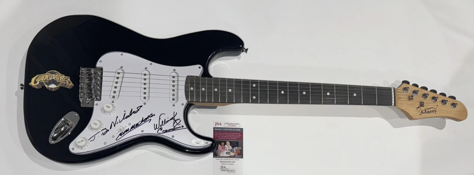 THE COMMODORES SIGNED BLACK ELECTRIC GUITAR WILLIAM KING JD NICHOLAS JSA COA