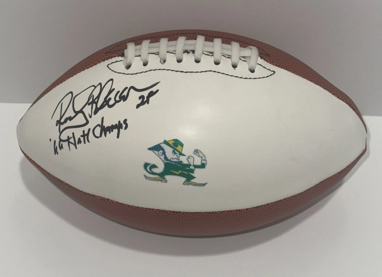 ROCKY BLEIER SIGNED FOOTBALL NOTRE DAME FIGHTING IRISH 1966 CHAMPS JSA COA