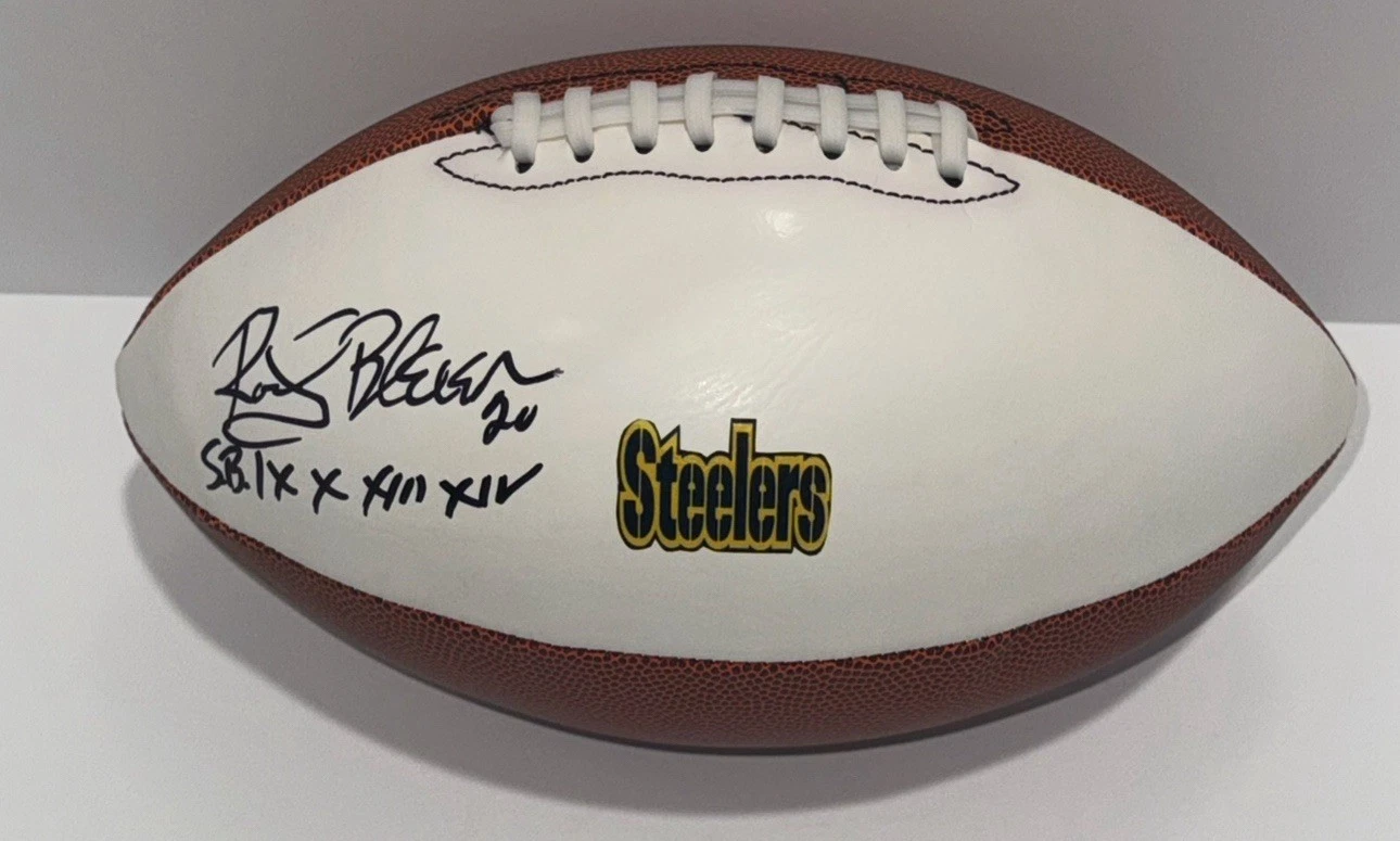 ROCKY BLEIER SIGNED FOOTBALL PITTSBURGH STEELERS SUPER BOWL INSCRIPTIONS JSA COA