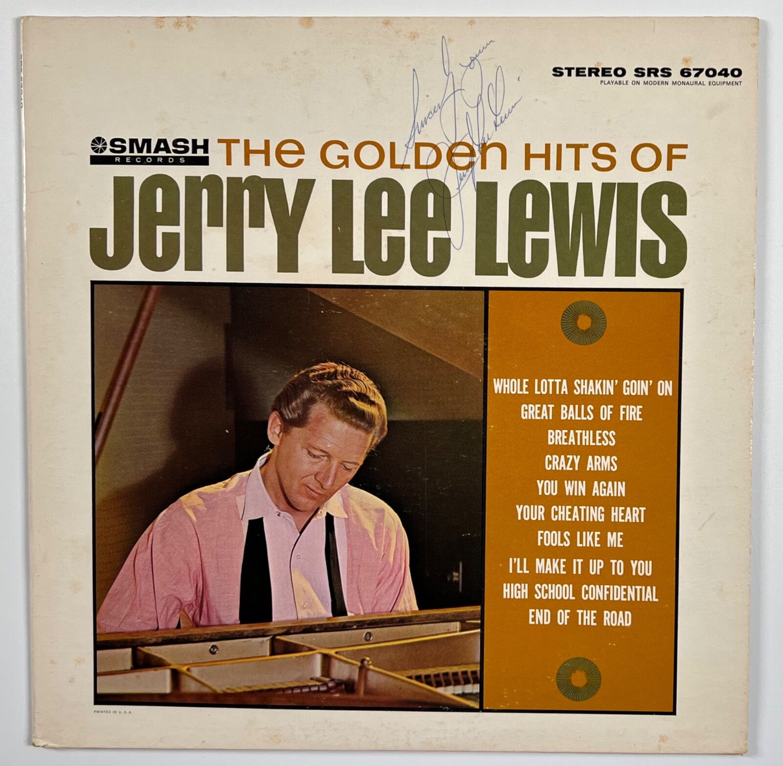 Jerry Lee Lewis JSA Signed Autograph Record Album Vinyl The Golden Hits