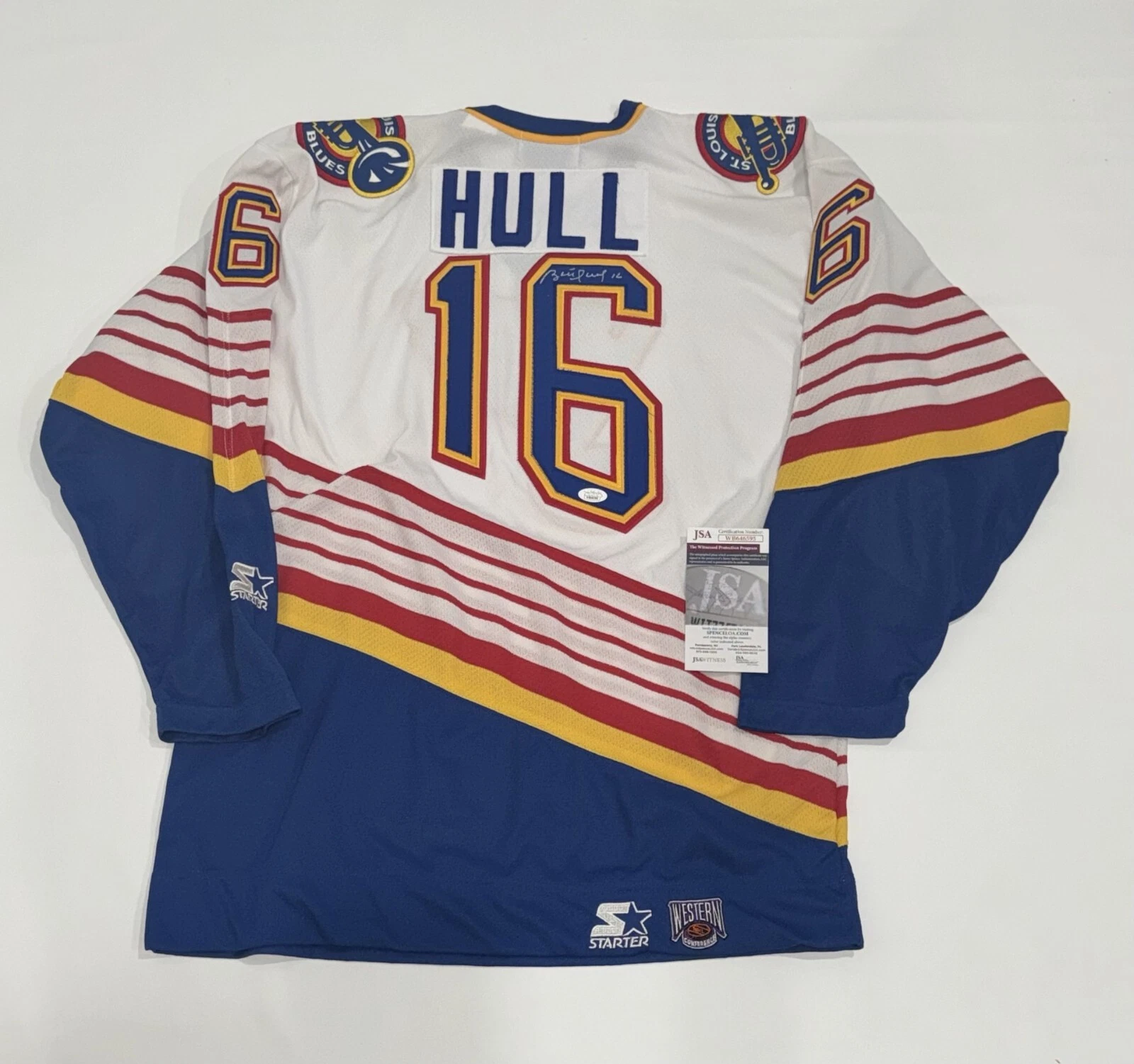 BRETT HULL SIGNED VINTAGE STARTER ST. LOUIS BLUES JERSEY ROAD JERSEY JSA COA