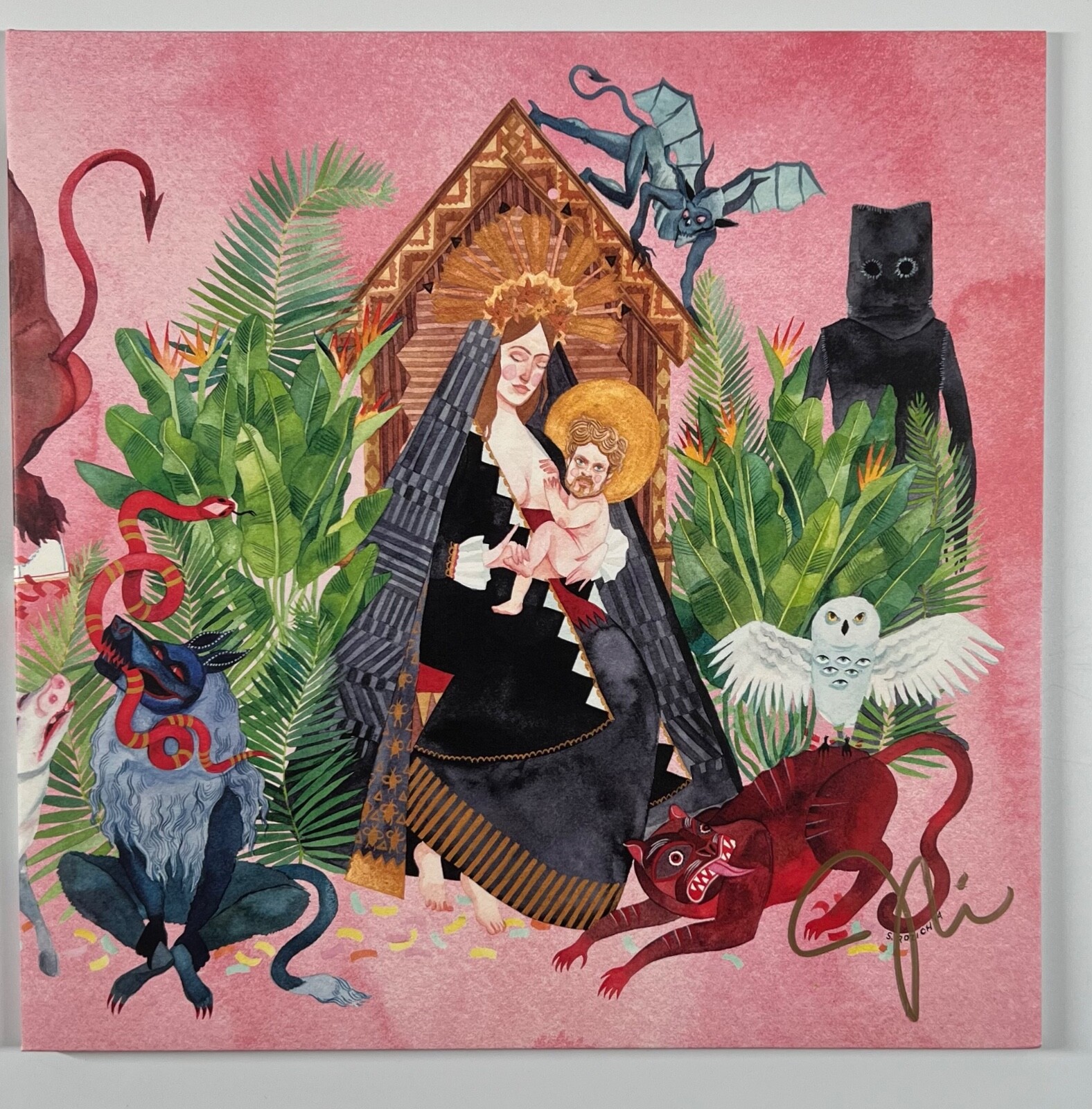 Father John Misty JSA Fully Signed Autograph Record Vinyl I Love You, Honeybear