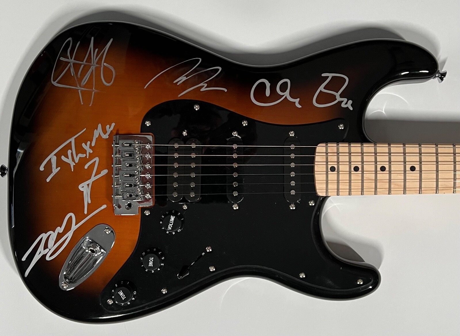Five Fingers Death Punch ACOA Autograph Signed Squire Stratocaster Guitar