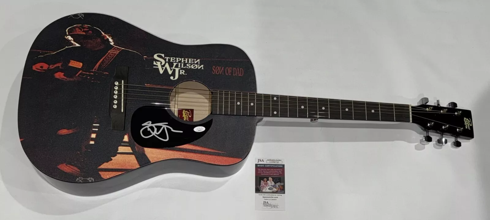 STEPHEN WILSON JR. SIGNED CUSTOM SON OF DAD ACOUSTIC GUITAR VERY RARE JSA COA