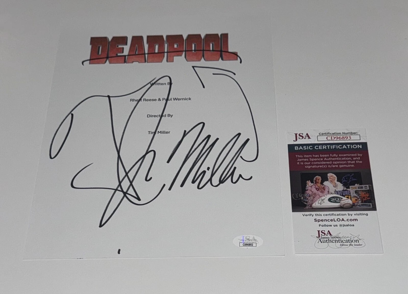 T.J. MILLER SIGNED DEADPOOL FULL MOVIE SCRIPT TJ AUTOGRAPHED JSA COA