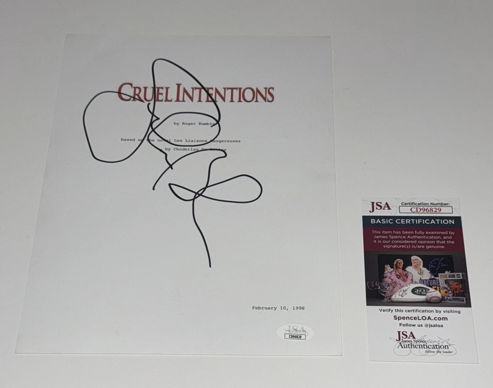 SELMA BLAIR SIGNED CRUEL INTENTIONS FULL MOVIE SCRIPT JSA COA