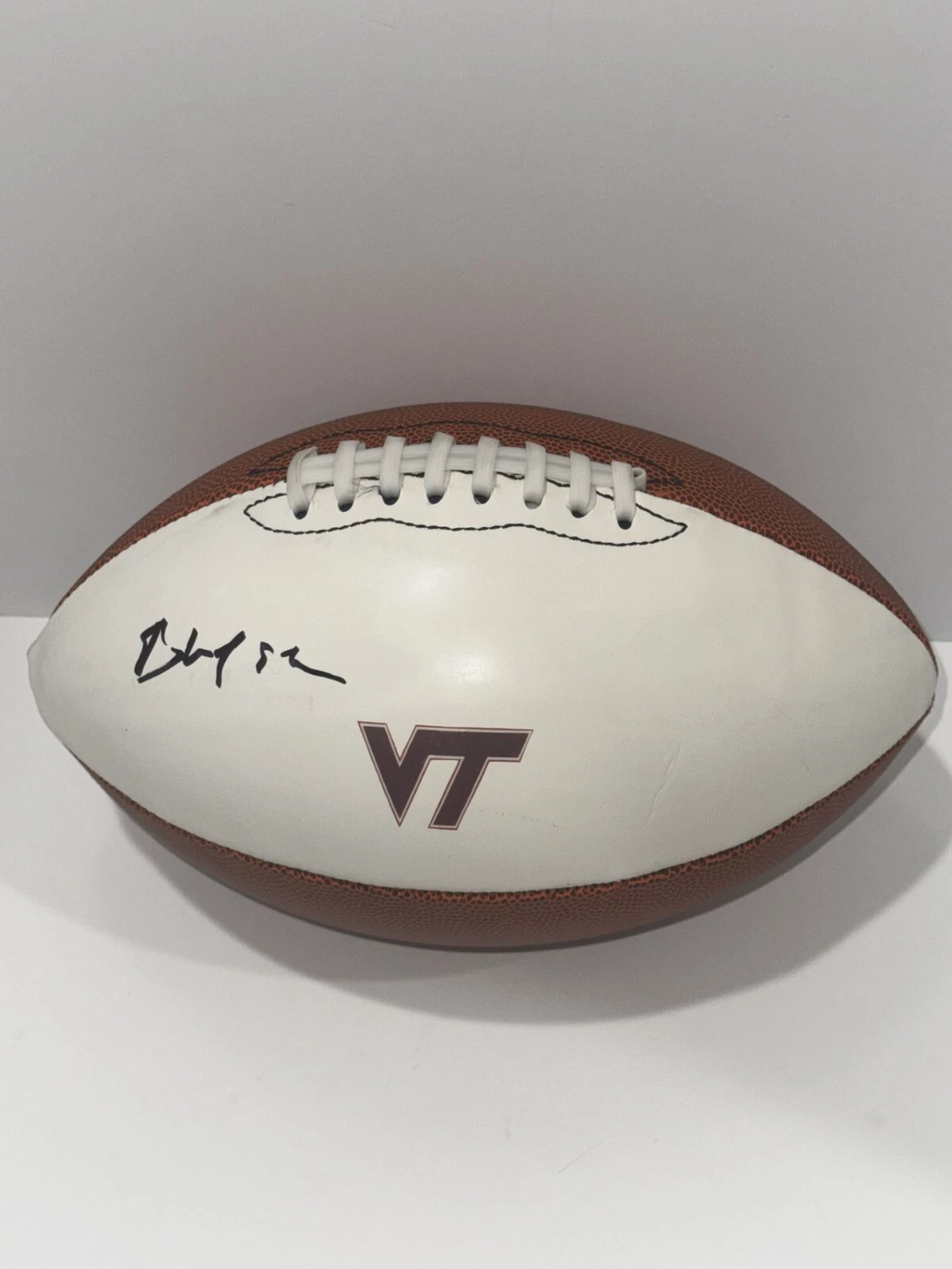 BHAYSUL TUTEN SIGNED FOOTBALL VIRGINIA TECH HOKIES NFL STAR COLLECTIBLE MEMORABILIA