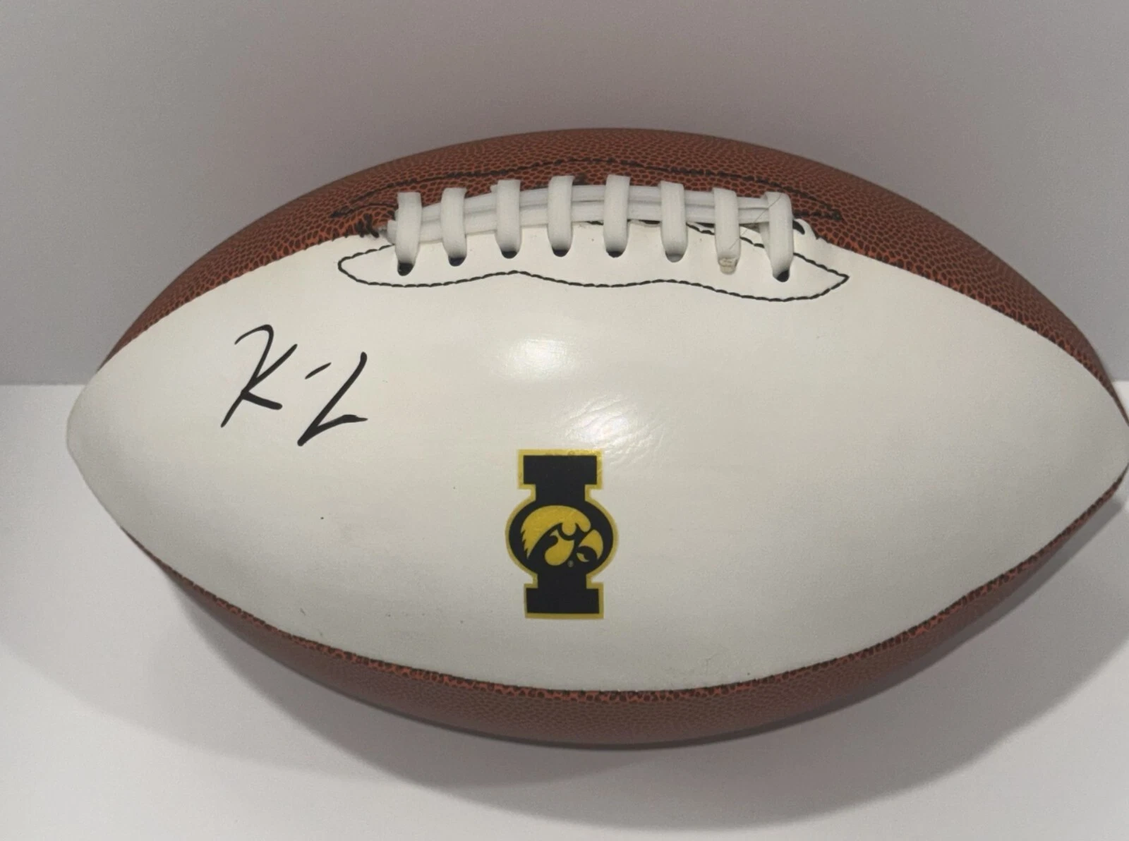 KALEB JOHNSON SIGNED FOOTBALL IOWA HAWKEYES NFL STAR