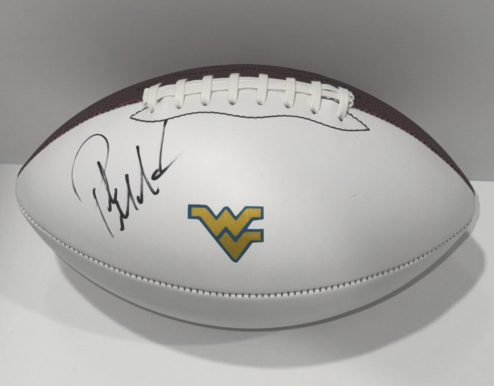 PAT MCAFEE SIGNED FOOTBALL WEST VIRGINIA MOUNTAINEERS PROOF