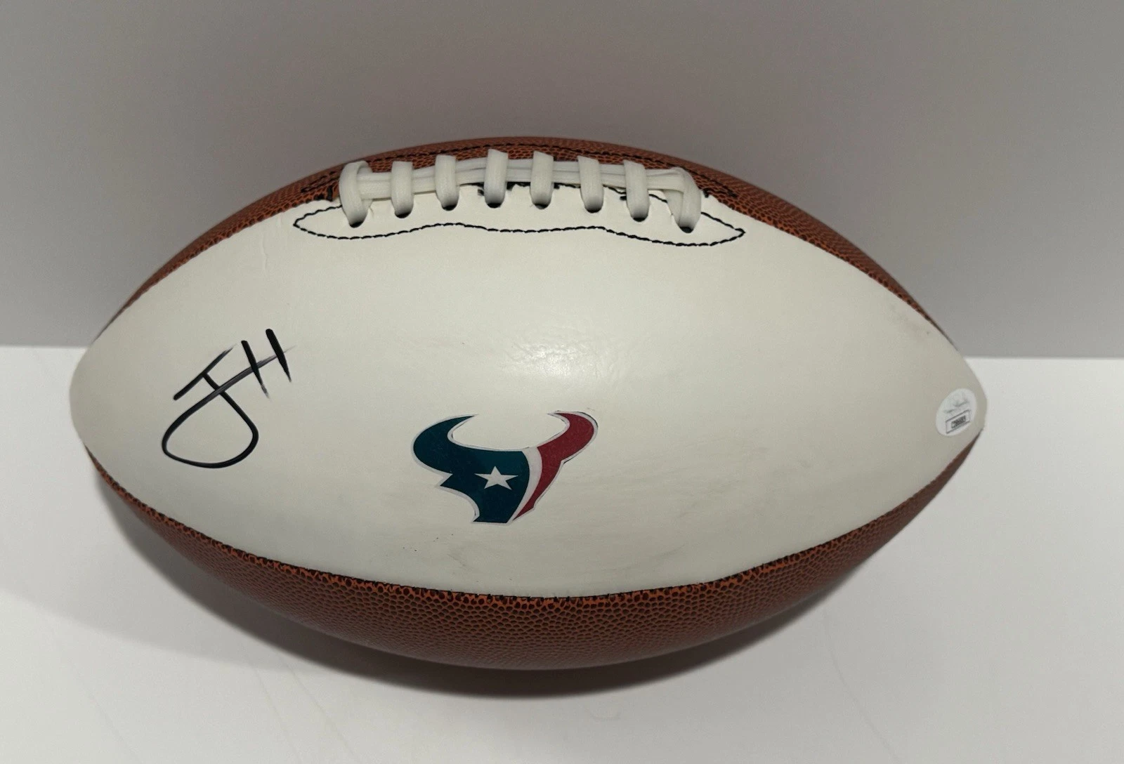JAYDEN HIGGINS SIGNED FOOTBALL HOUSTON TEXANS PROOF JSA COA