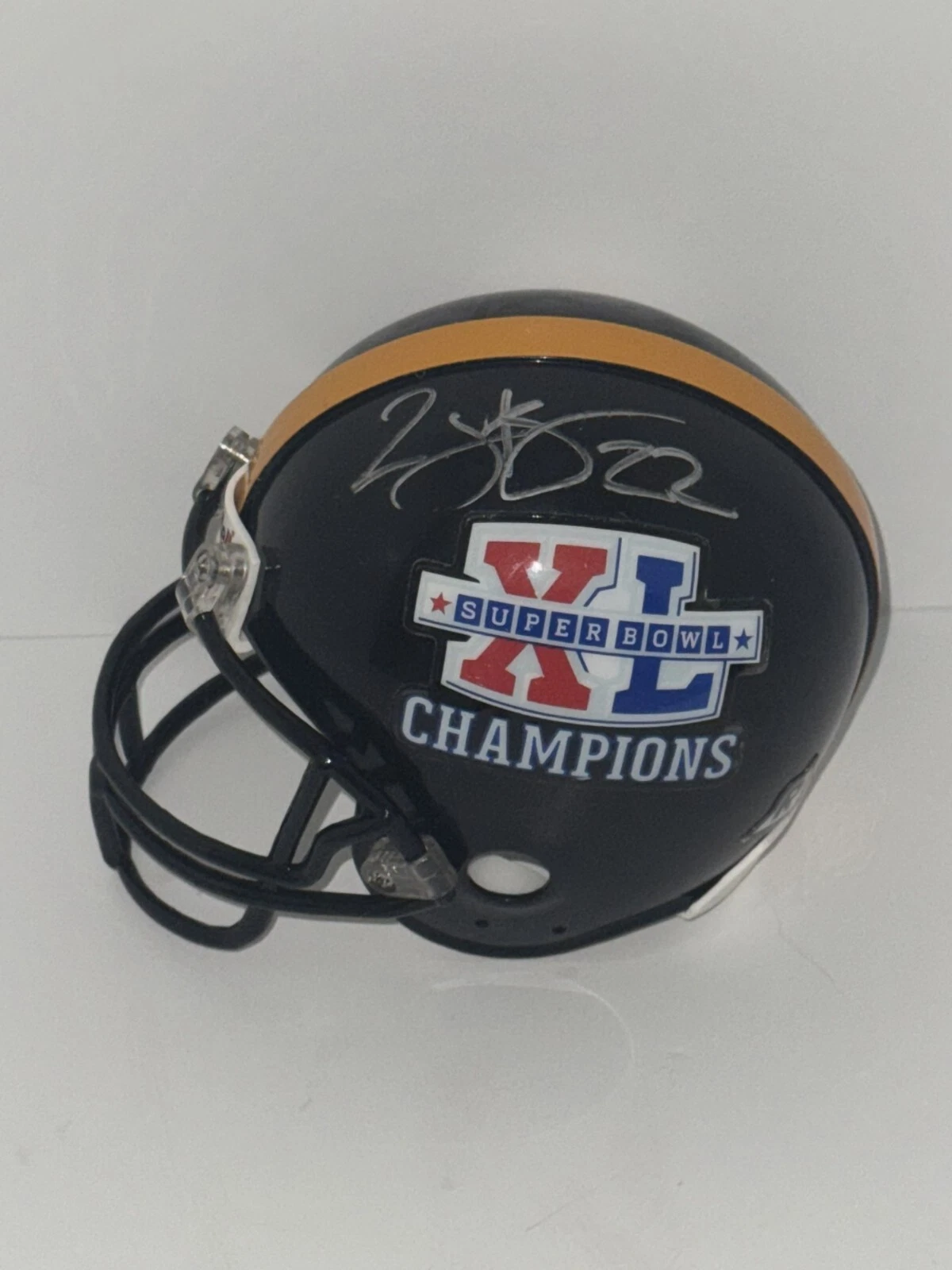 DUCE STALEY SIGNED PITTSBURGH STEELERS SUPER BOWL XL CHAMPS MINI HELMET IMPERFEC